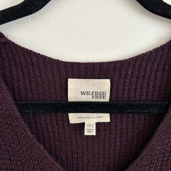 Aritzia Wilfred Free Waffle Knit V-Neck Sweater Deep Purple Size XXS - Picture 3 of 8